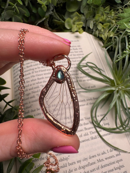 Labradorite and Cicada Wing Necklace | Copper Ashes