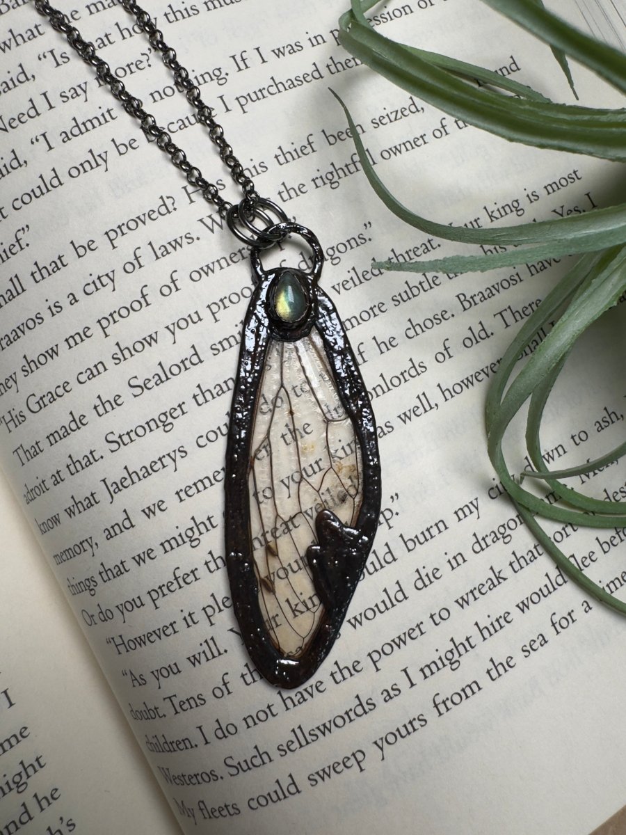 Labradorite and Cicada Wing Necklace | Copper Ashes
