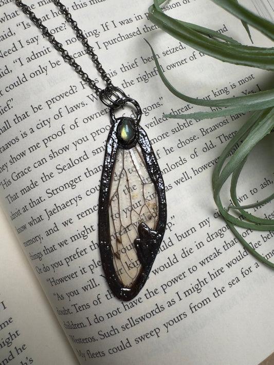 Labradorite and Cicada Wing Necklace | Copper Ashes