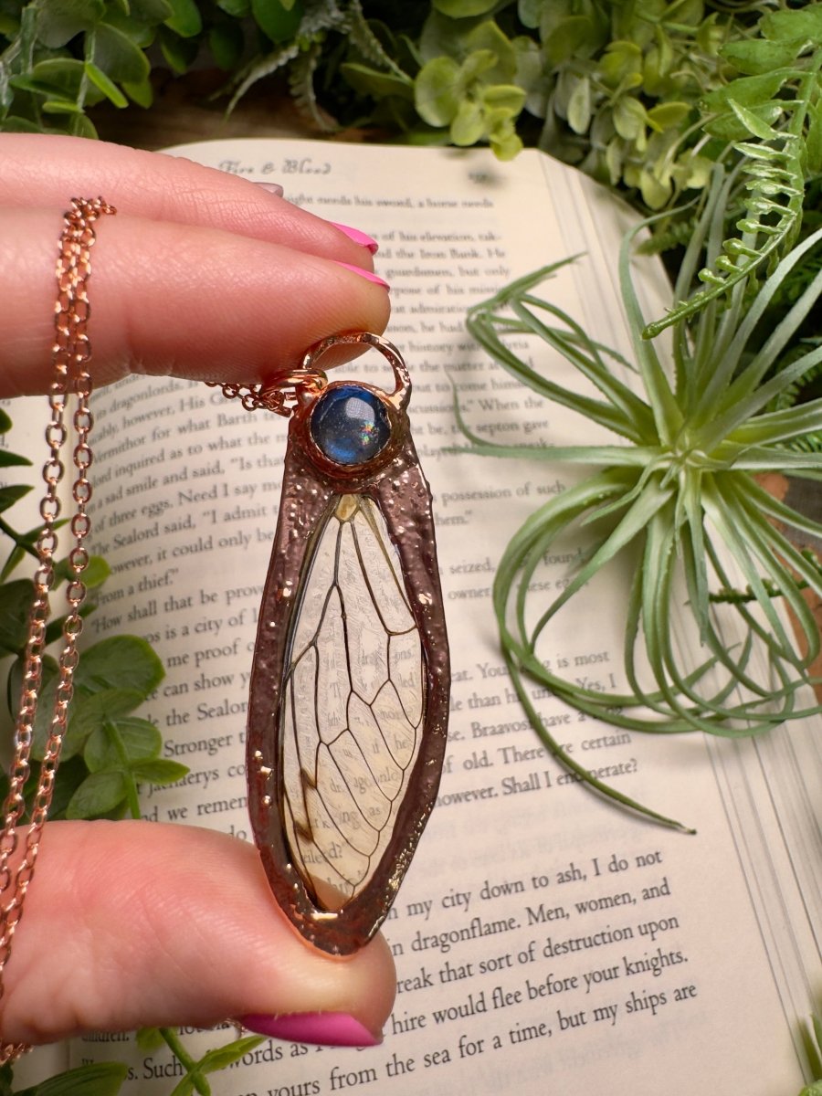 Labradorite and Cicada Wing Necklace | Copper Ashes