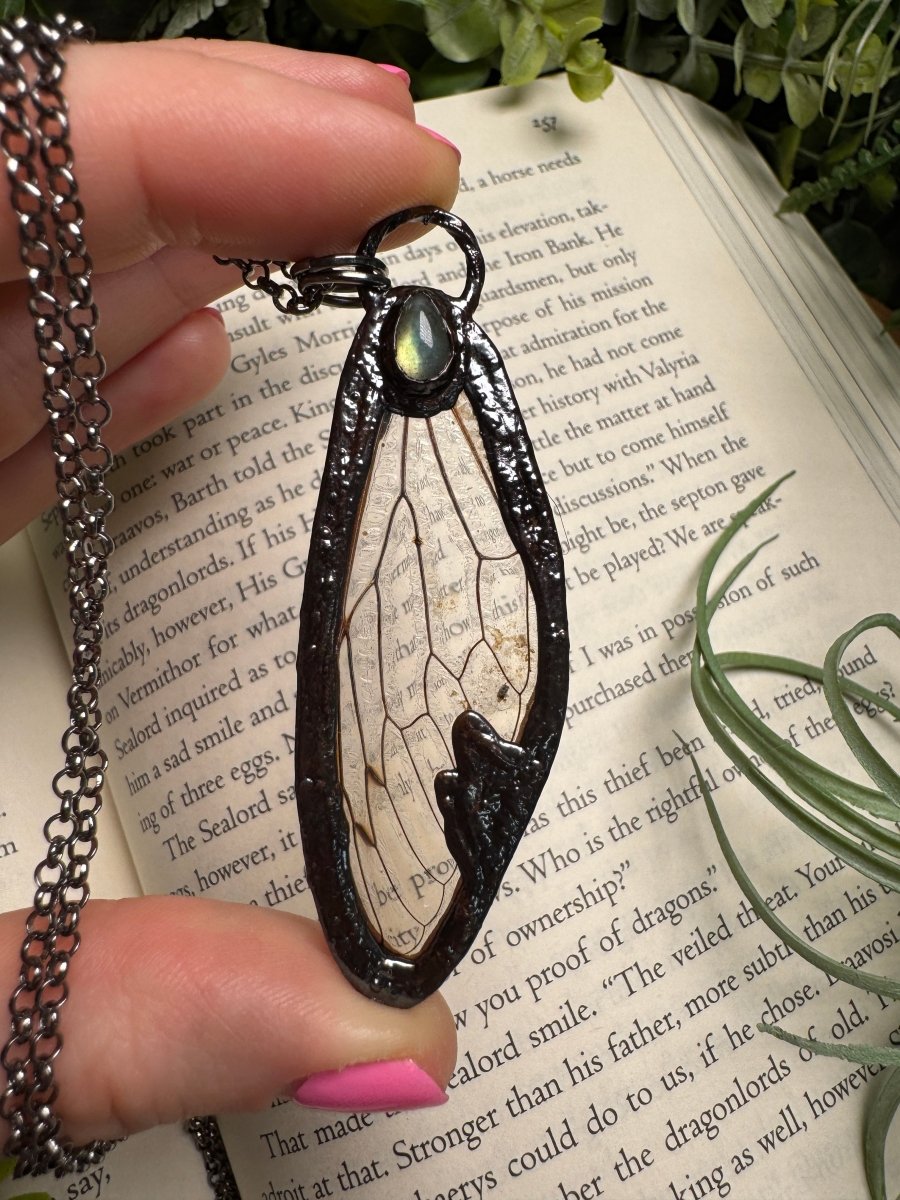 Labradorite and Cicada Wing Necklace | Copper Ashes