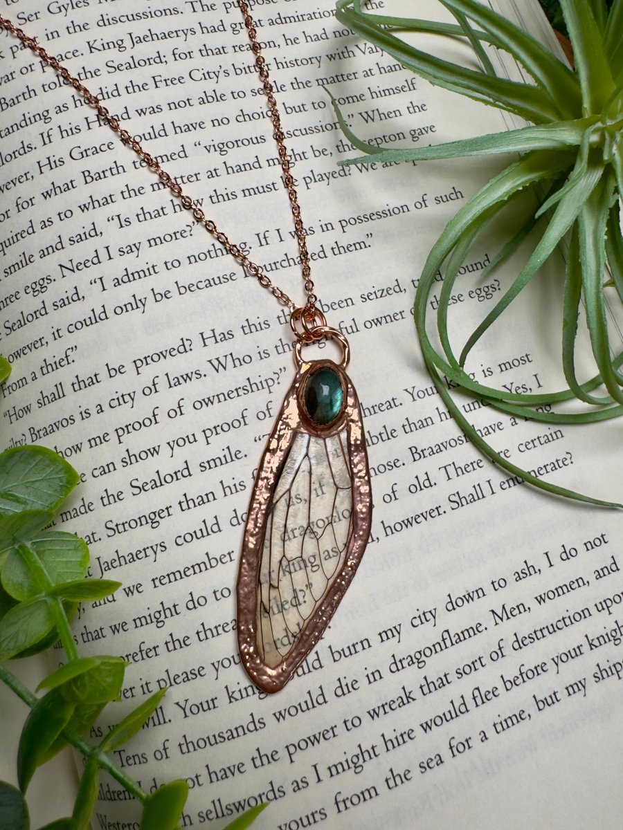 Labradorite and Cicada Wing Necklace | Copper Ashes