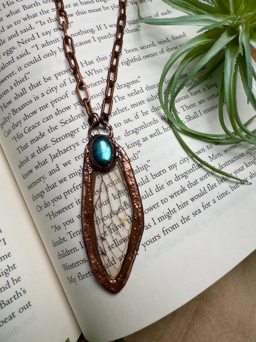 Labradorite and Cicada Wing Necklace | Copper Ashes