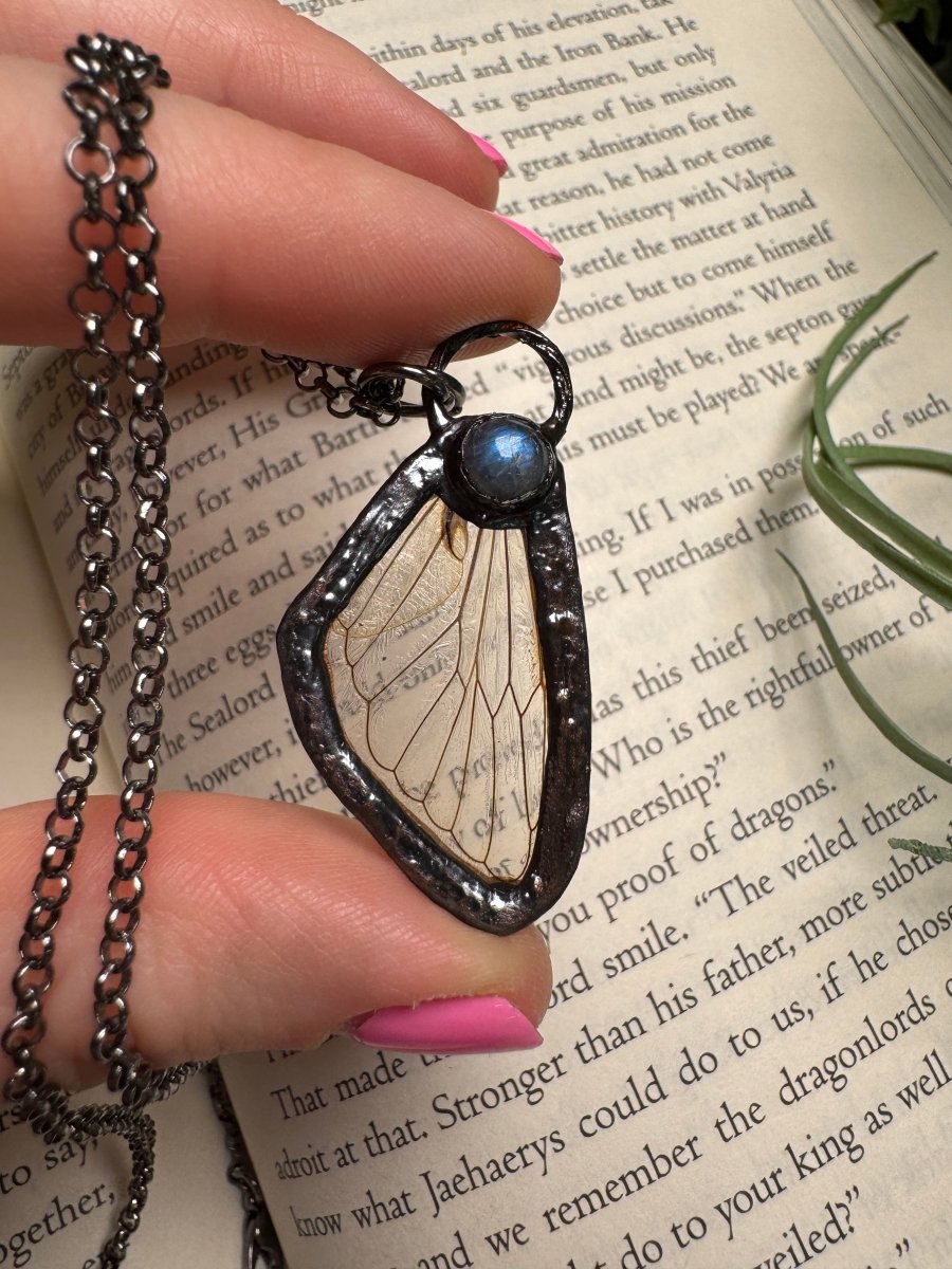 Labradorite and Cicada Wing Necklace | Copper Ashes