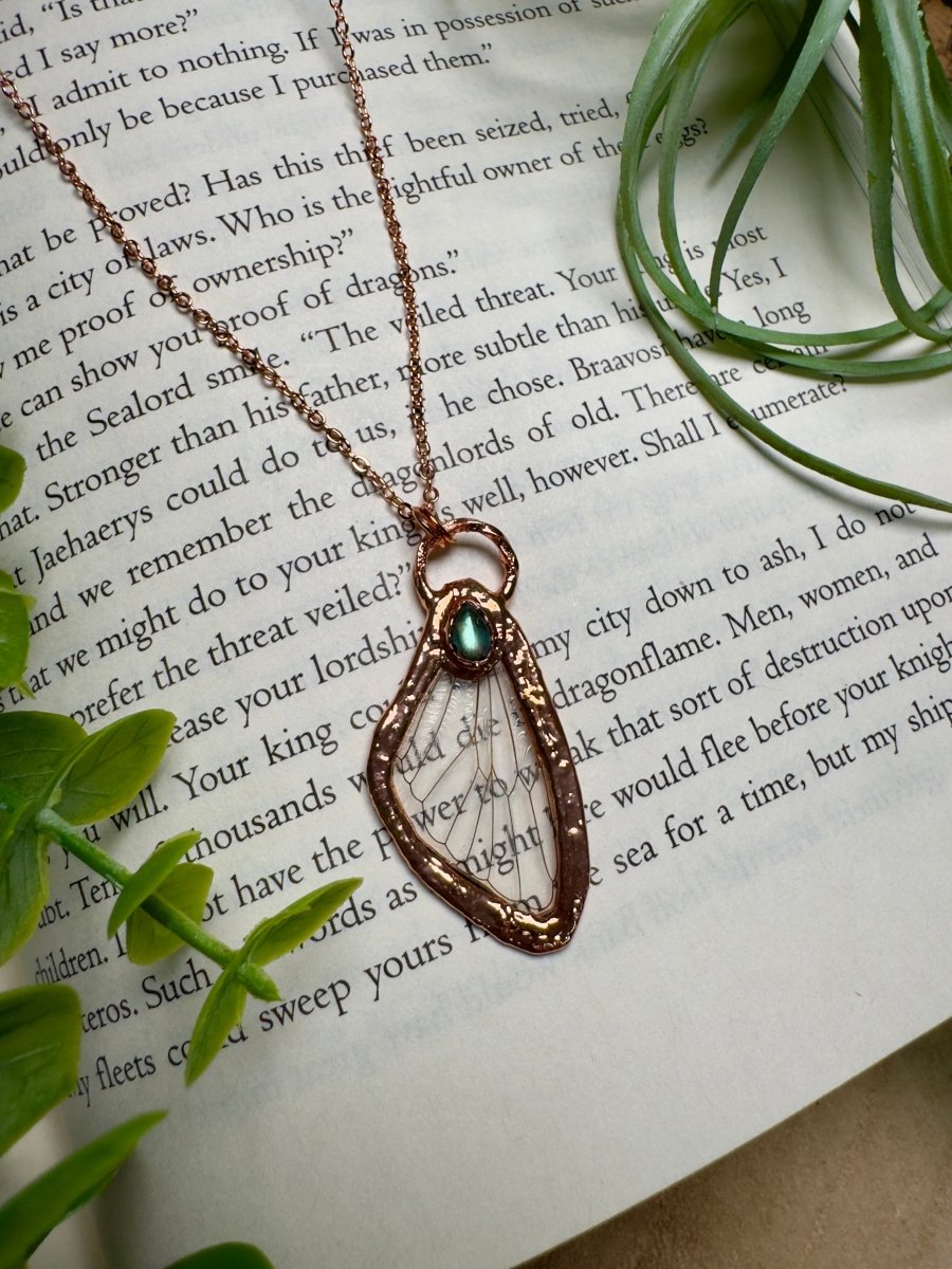 Labradorite and Cicada Wing Necklace | Copper Ashes