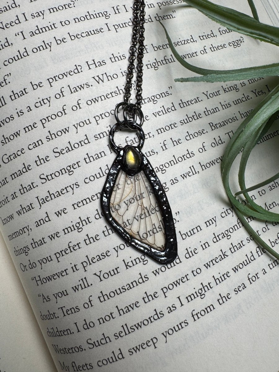 Labradorite and Cicada Wing Necklace | Copper Ashes