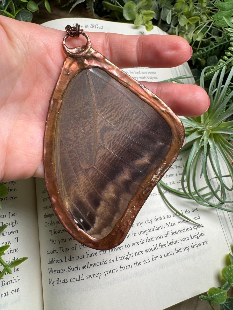 Labradorite and Giant Moth Wing Necklace (reversible) | Copper Ashes