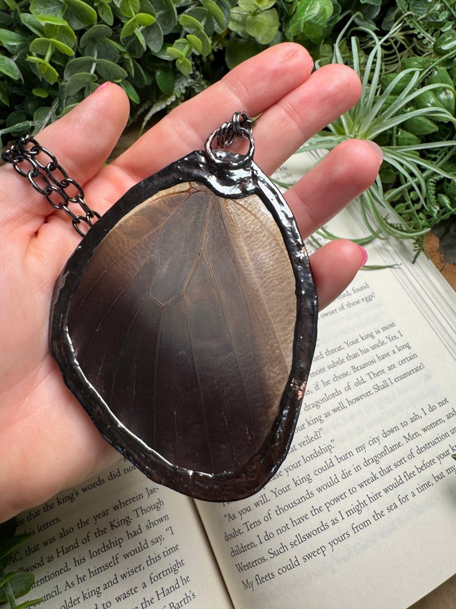 Labradorite and Giant Moth Wing Necklace (reversible) | Copper Ashes