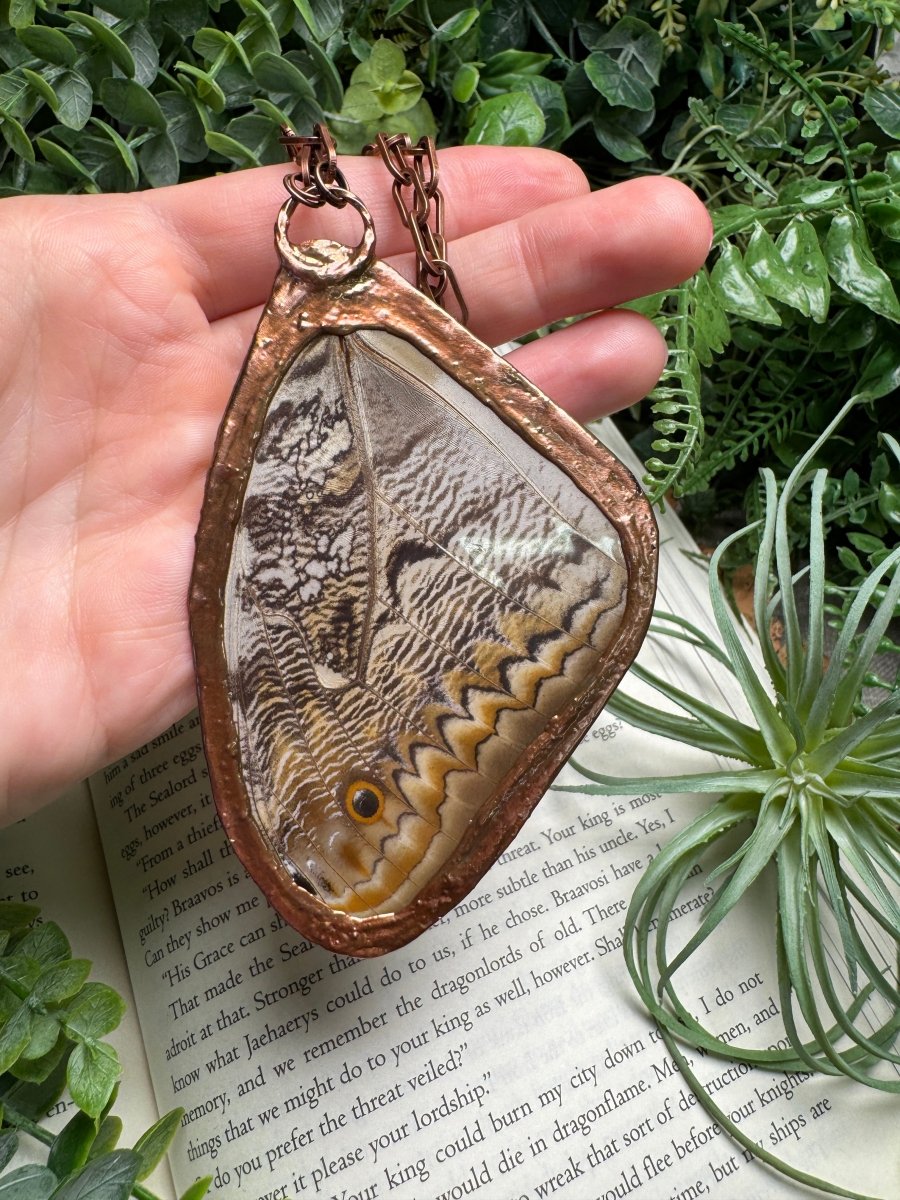 Labradorite and Giant Moth Wing Necklace (reversible) | Copper Ashes