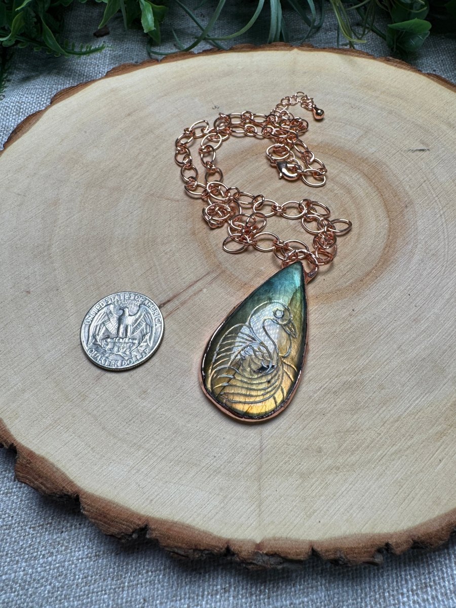 Labradorite Bird Necklace | Copper Ashes