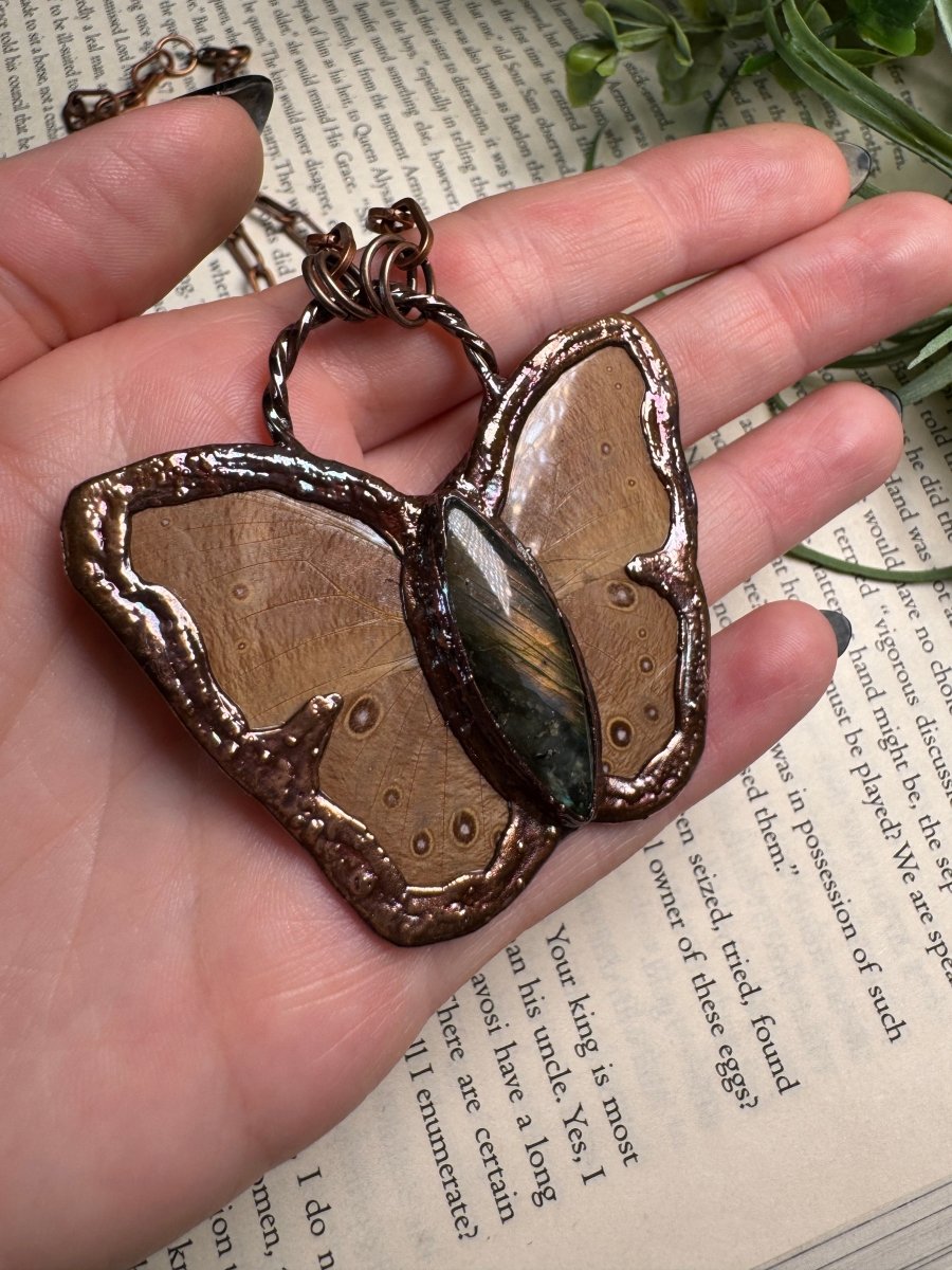 Labradorite Butterfly Necklace | Copper Ashes