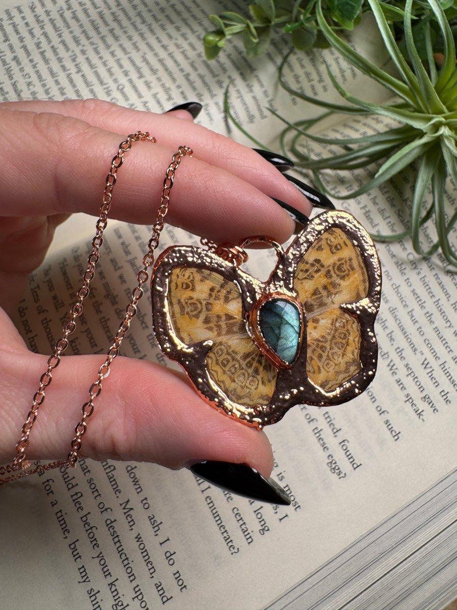 Labradorite Butterfly Necklace | Copper Ashes