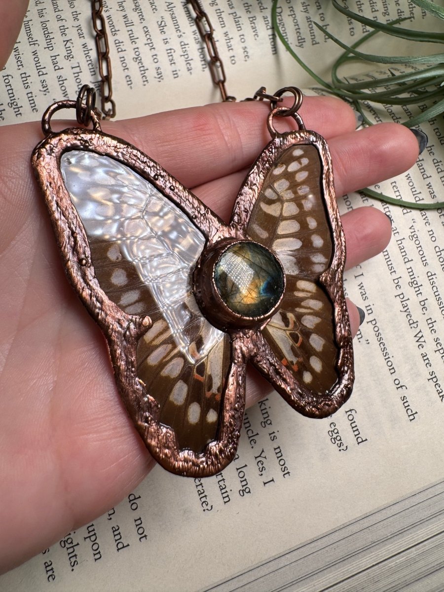 Labradorite Butterfly Necklace | Copper Ashes