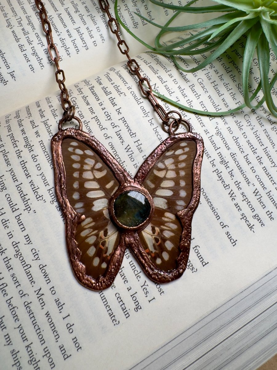 Labradorite Butterfly Necklace | Copper Ashes
