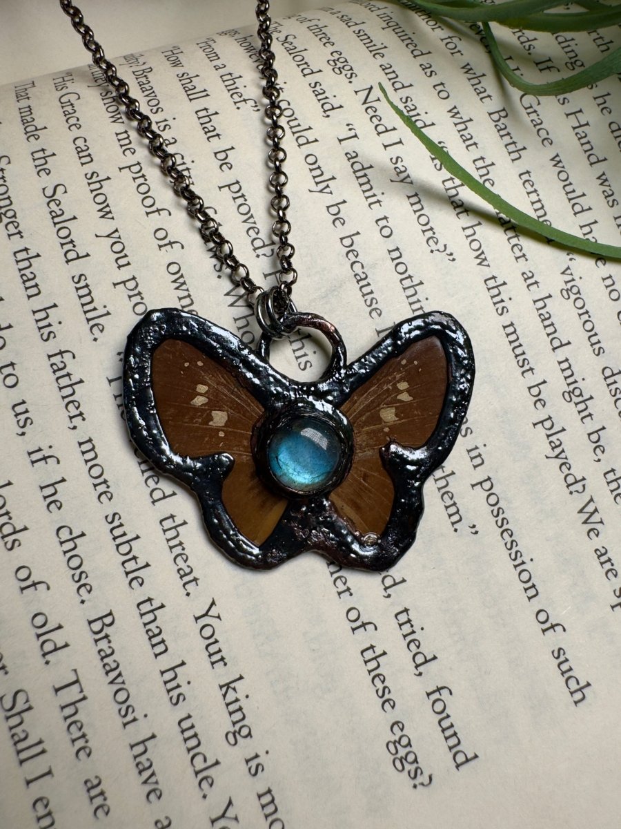 Labradorite Butterfly Necklace | Copper Ashes