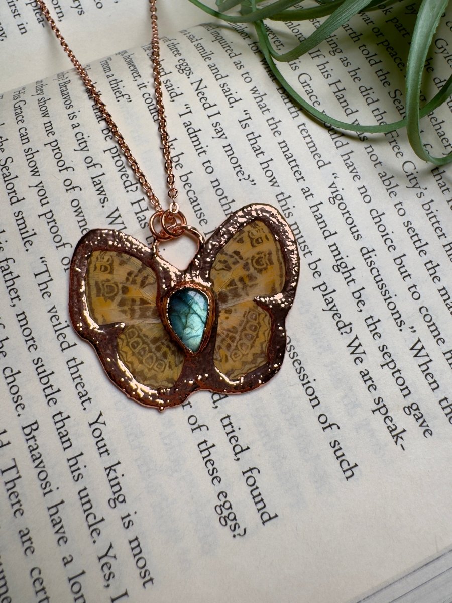 Labradorite Butterfly Necklace | Copper Ashes