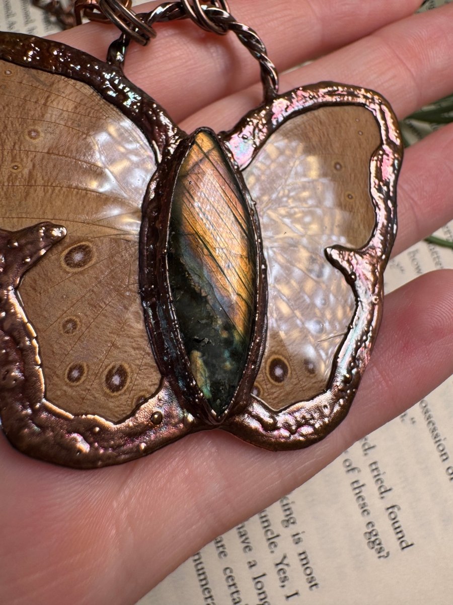 Labradorite Butterfly Necklace | Copper Ashes