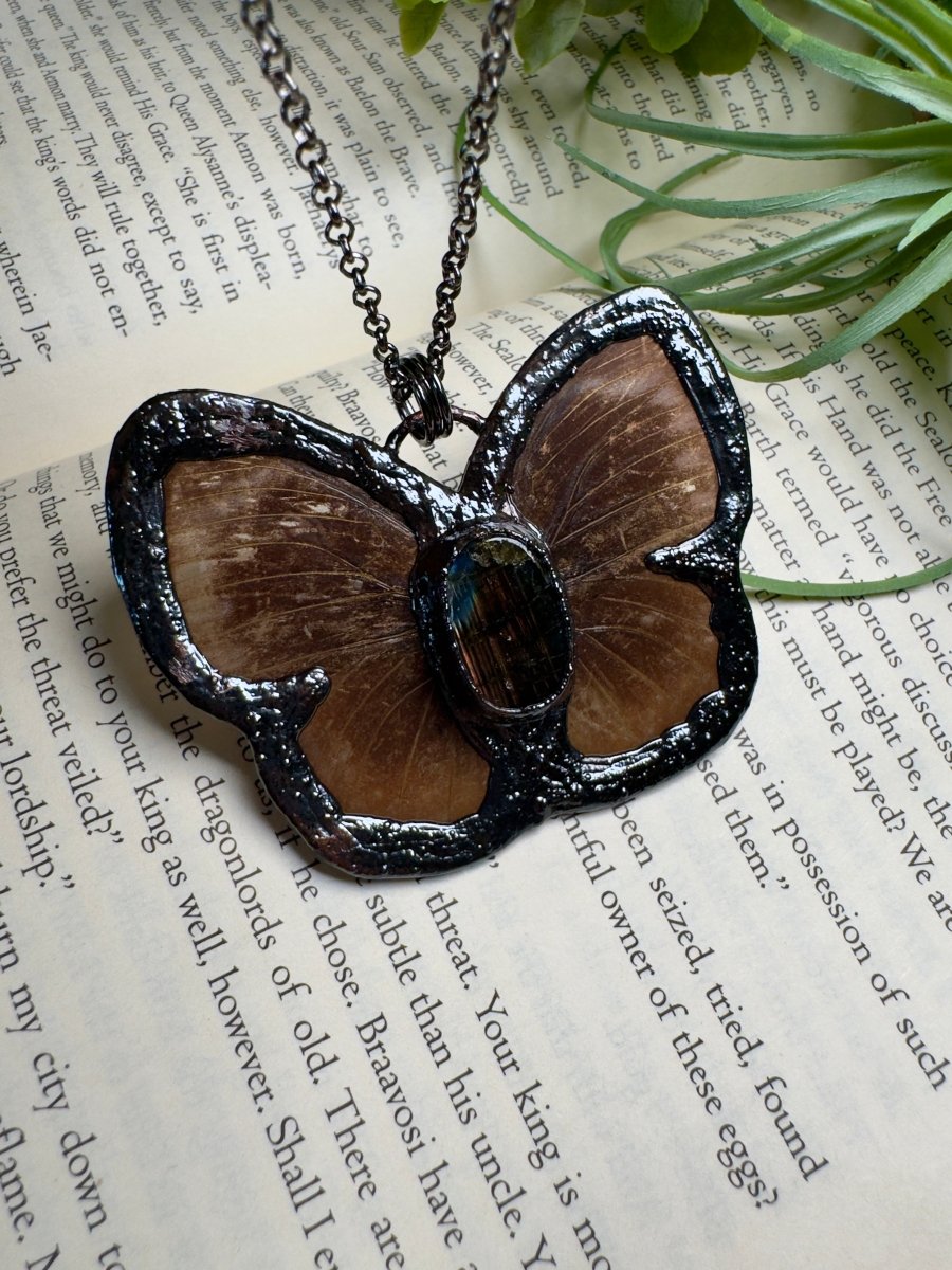 Labradorite Butterfly Necklace | Copper Ashes