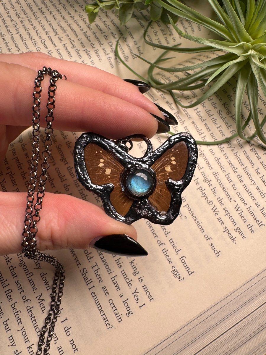 Labradorite Butterfly Necklace | Copper Ashes