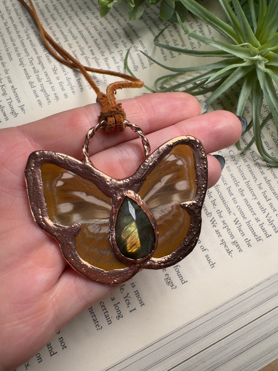 Labradorite Butterfly Necklace | Copper Ashes