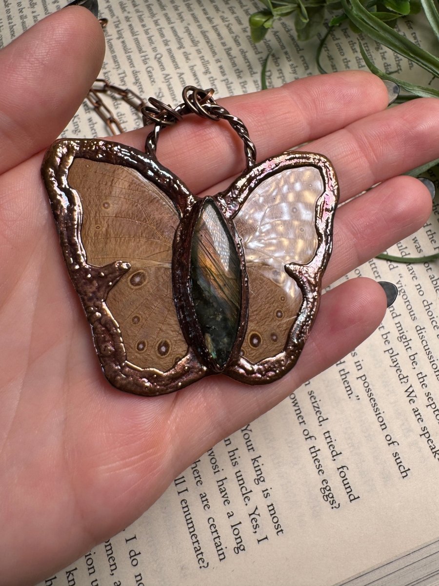 Labradorite Butterfly Necklace | Copper Ashes