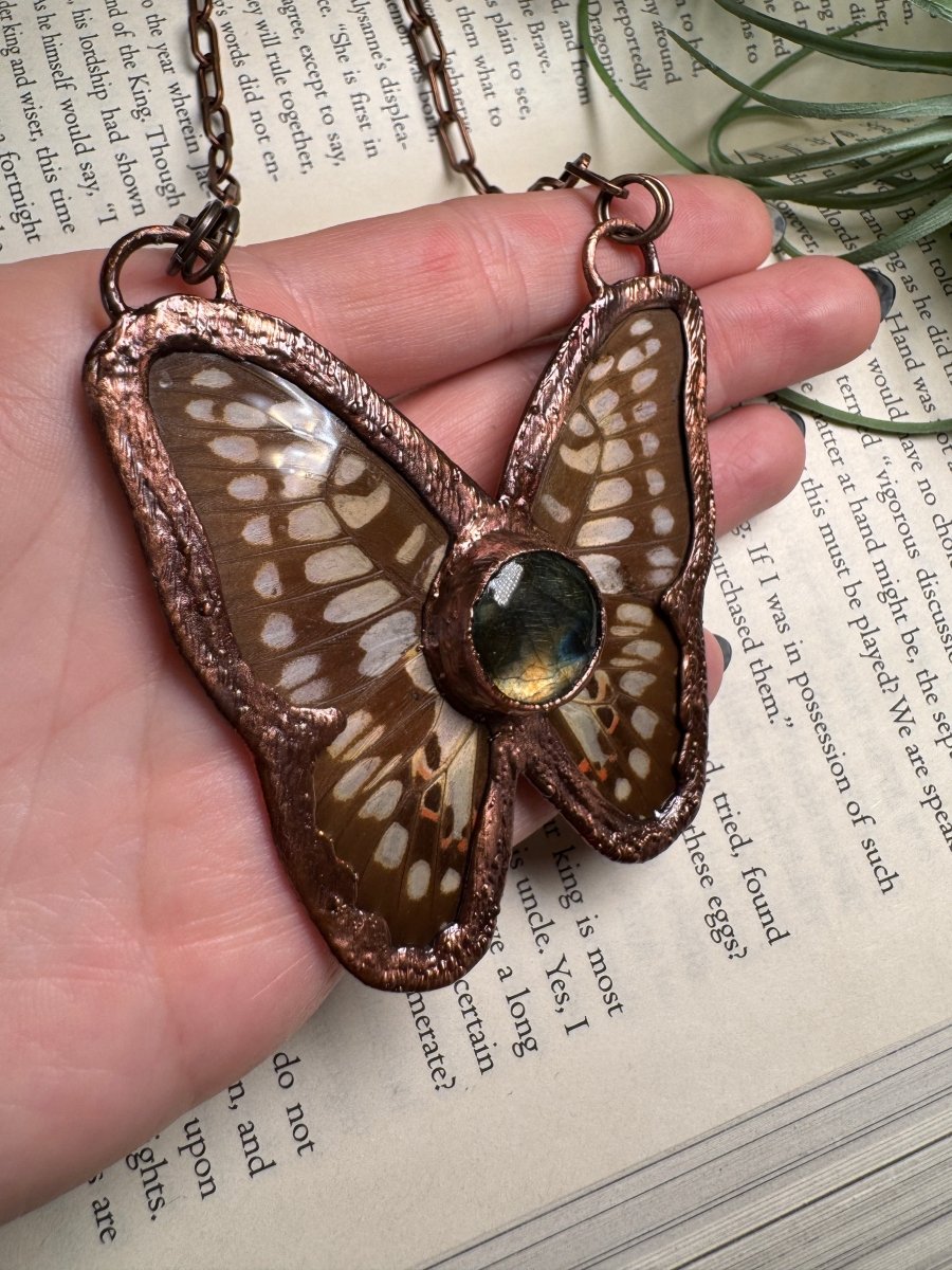 Labradorite Butterfly Necklace | Copper Ashes