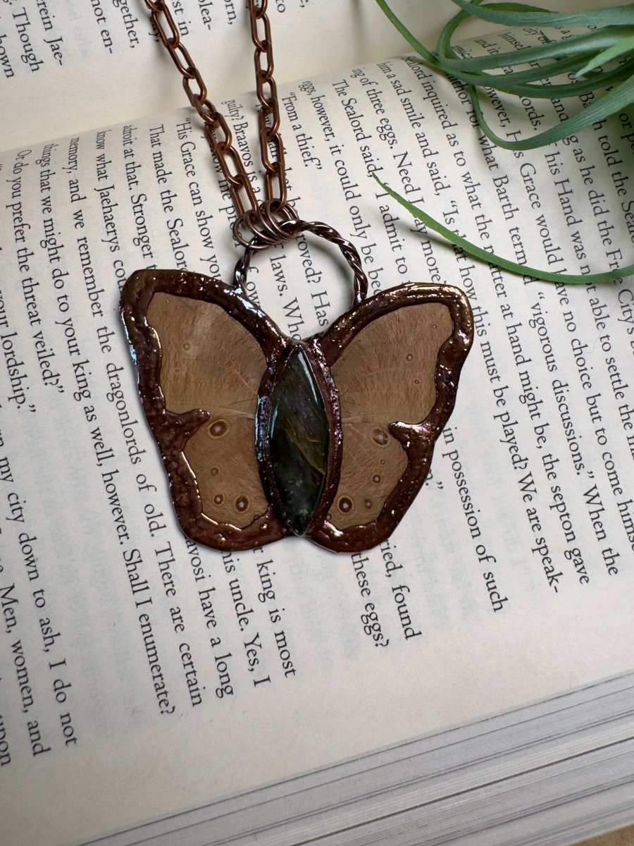 Labradorite Butterfly Necklace | Copper Ashes