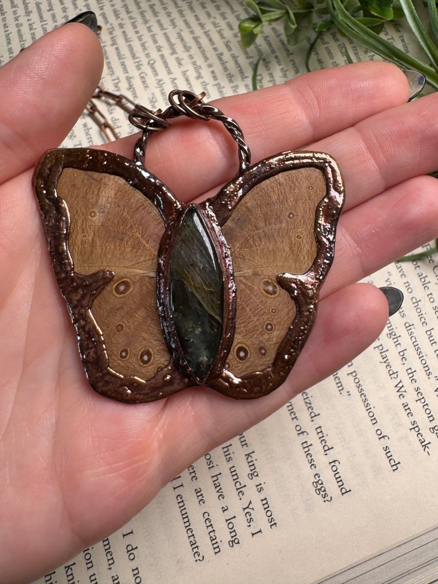 Labradorite Butterfly Necklace | Copper Ashes