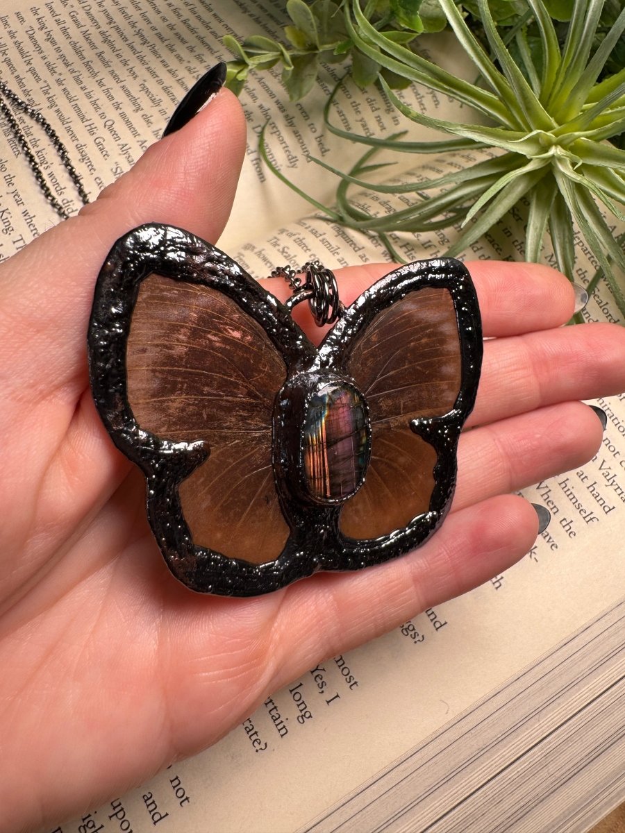 Labradorite Butterfly Necklace | Copper Ashes