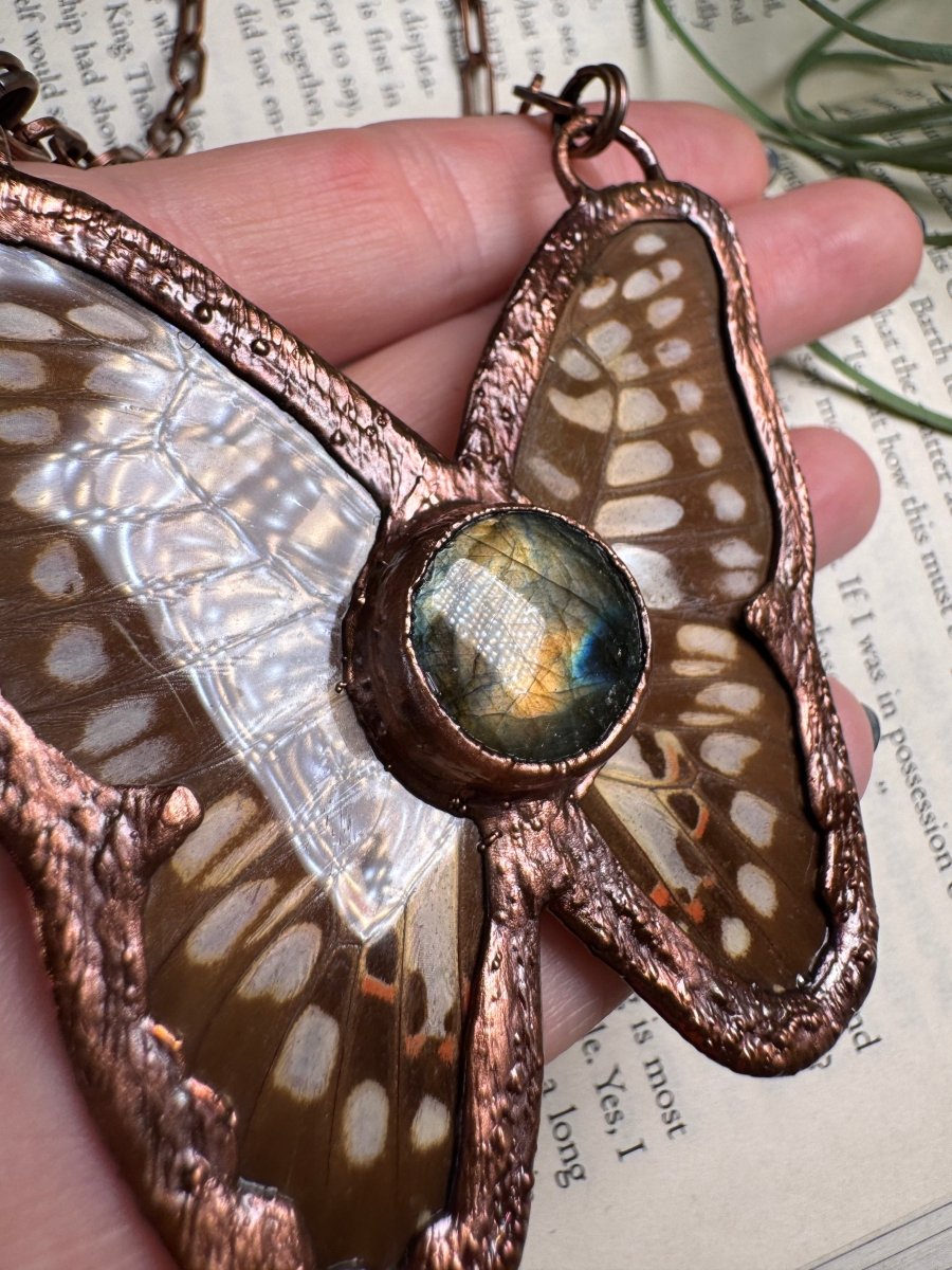 Labradorite Butterfly Necklace | Copper Ashes