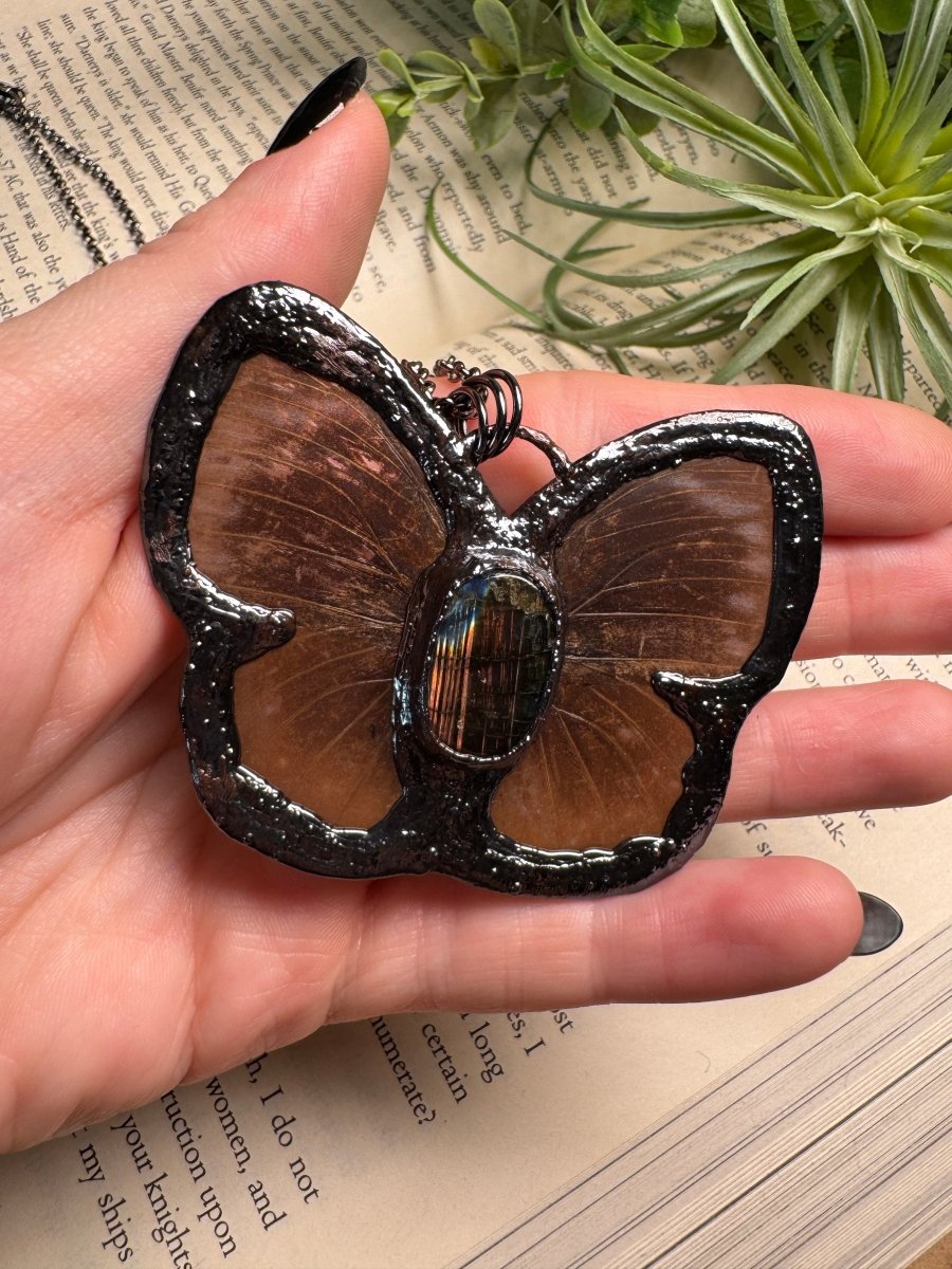 Labradorite Butterfly Necklace | Copper Ashes