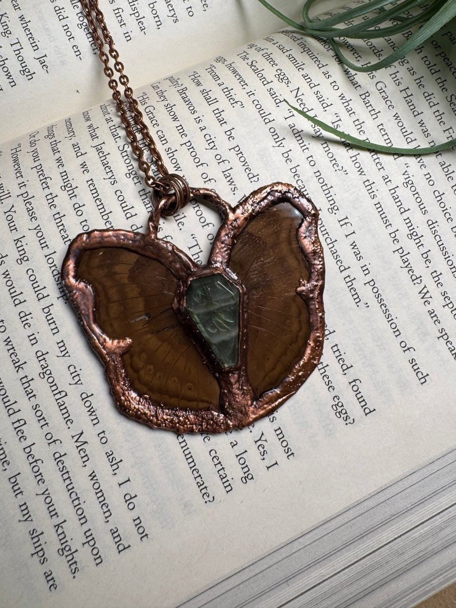 Labradorite Coffin Butterfly Necklace | Copper Ashes