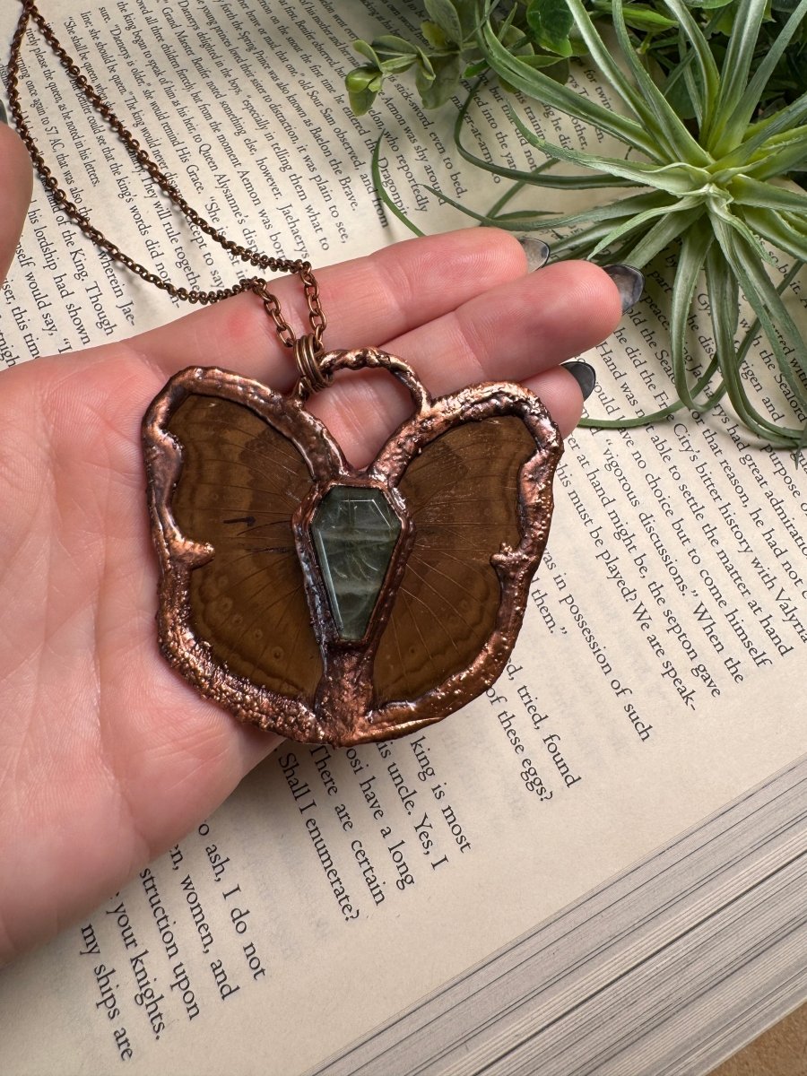 Labradorite Coffin Butterfly Necklace | Copper Ashes