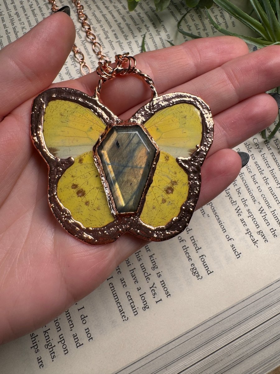 Labradorite Coffin Butterfly Necklace | Copper Ashes