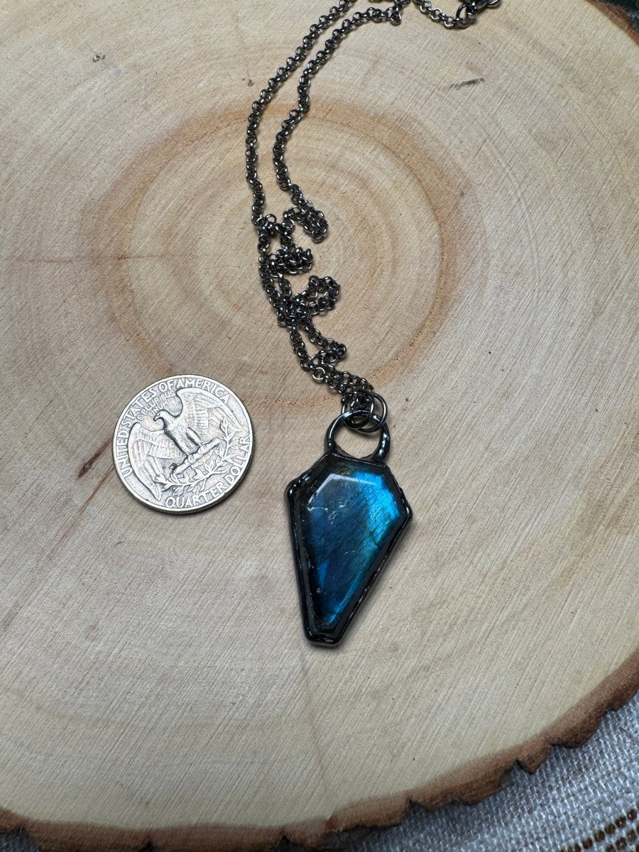 Labradorite Coffin Necklace | Copper Ashes
