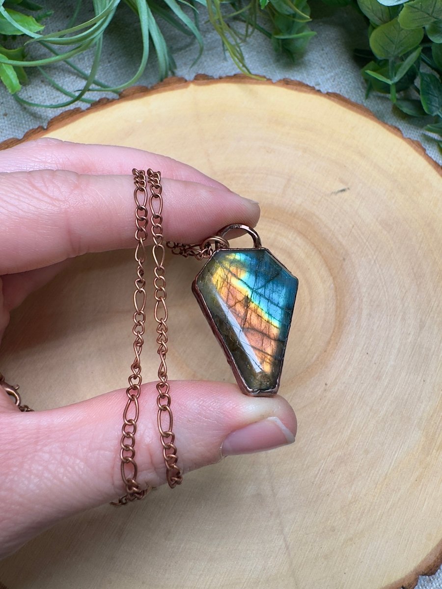 Labradorite Coffin Necklace | Copper Ashes