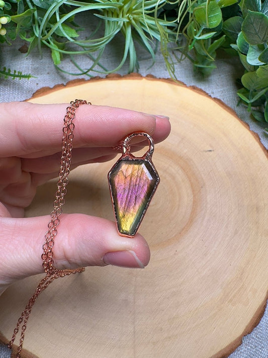 Labradorite Coffin Necklace | Copper Ashes