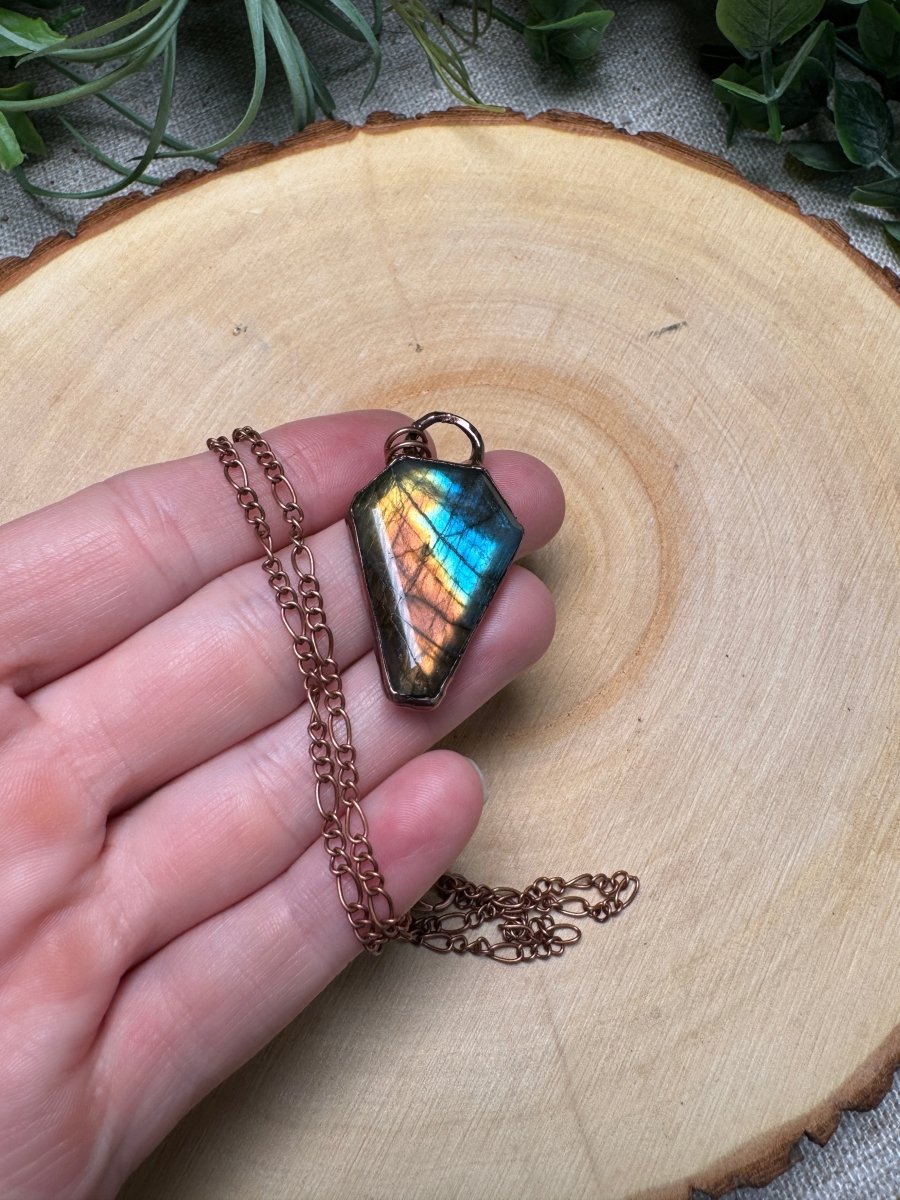 Labradorite Coffin Necklace | Copper Ashes