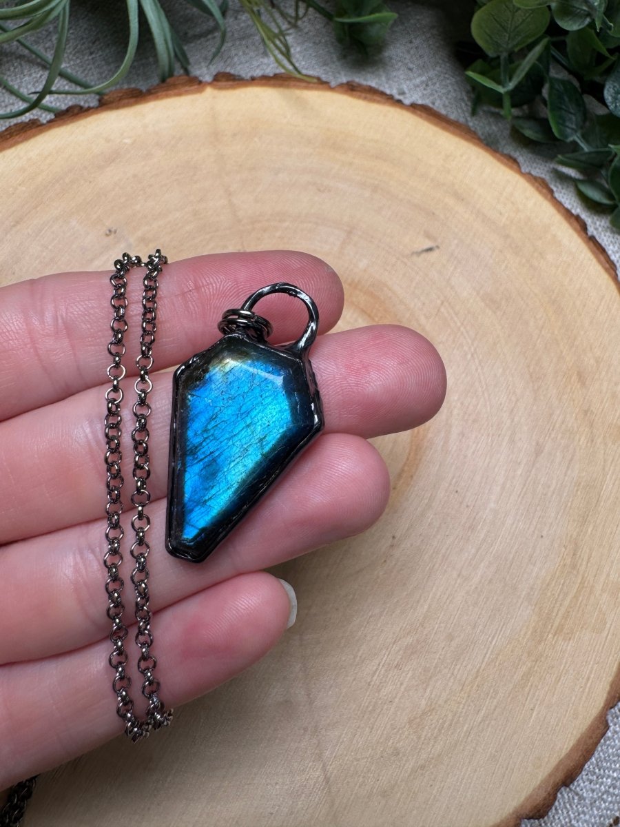 Labradorite Coffin Necklace | Copper Ashes