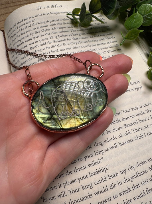 Labradorite Dog Necklace | Copper Ashes
