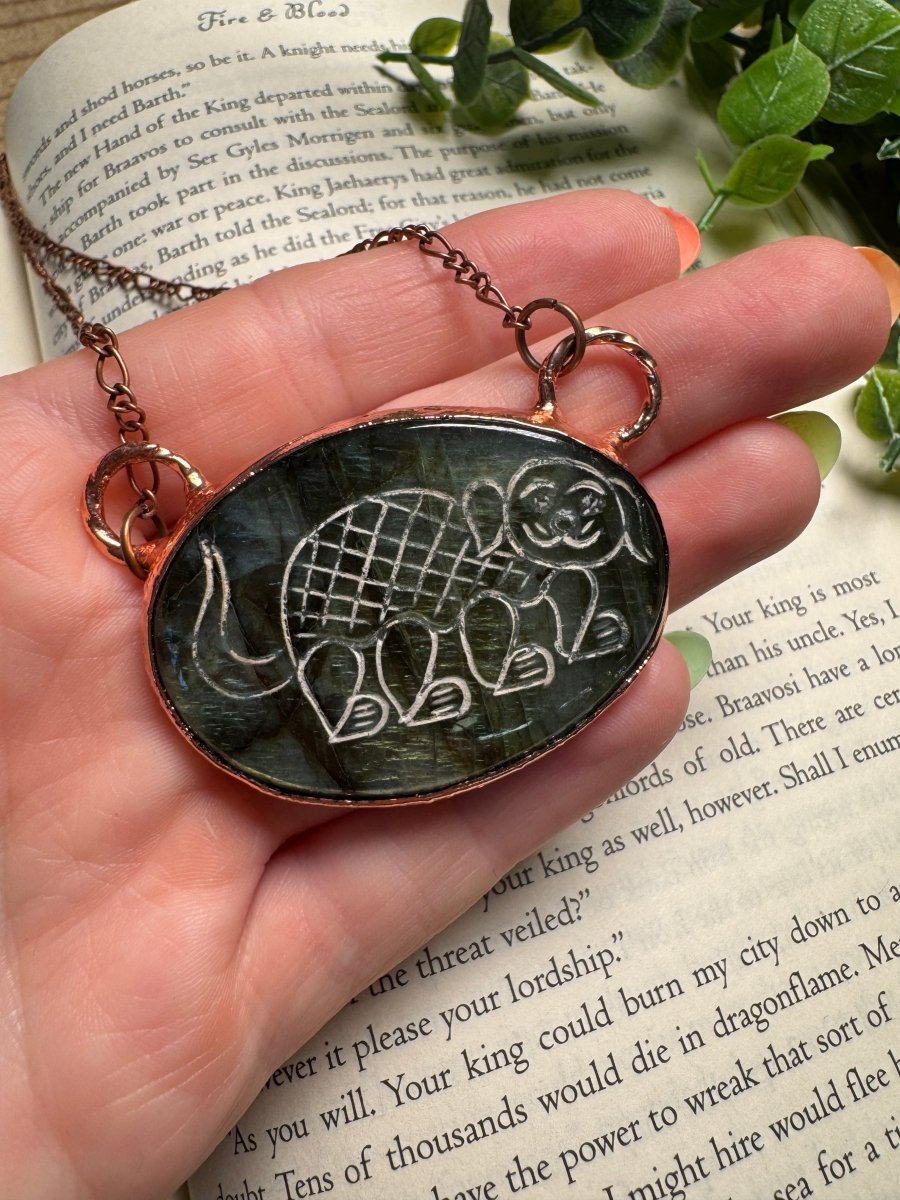 Labradorite Dog Necklace | Copper Ashes