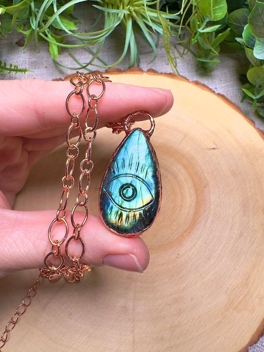 Labradorite Evil Eye Necklace | Copper Ashes