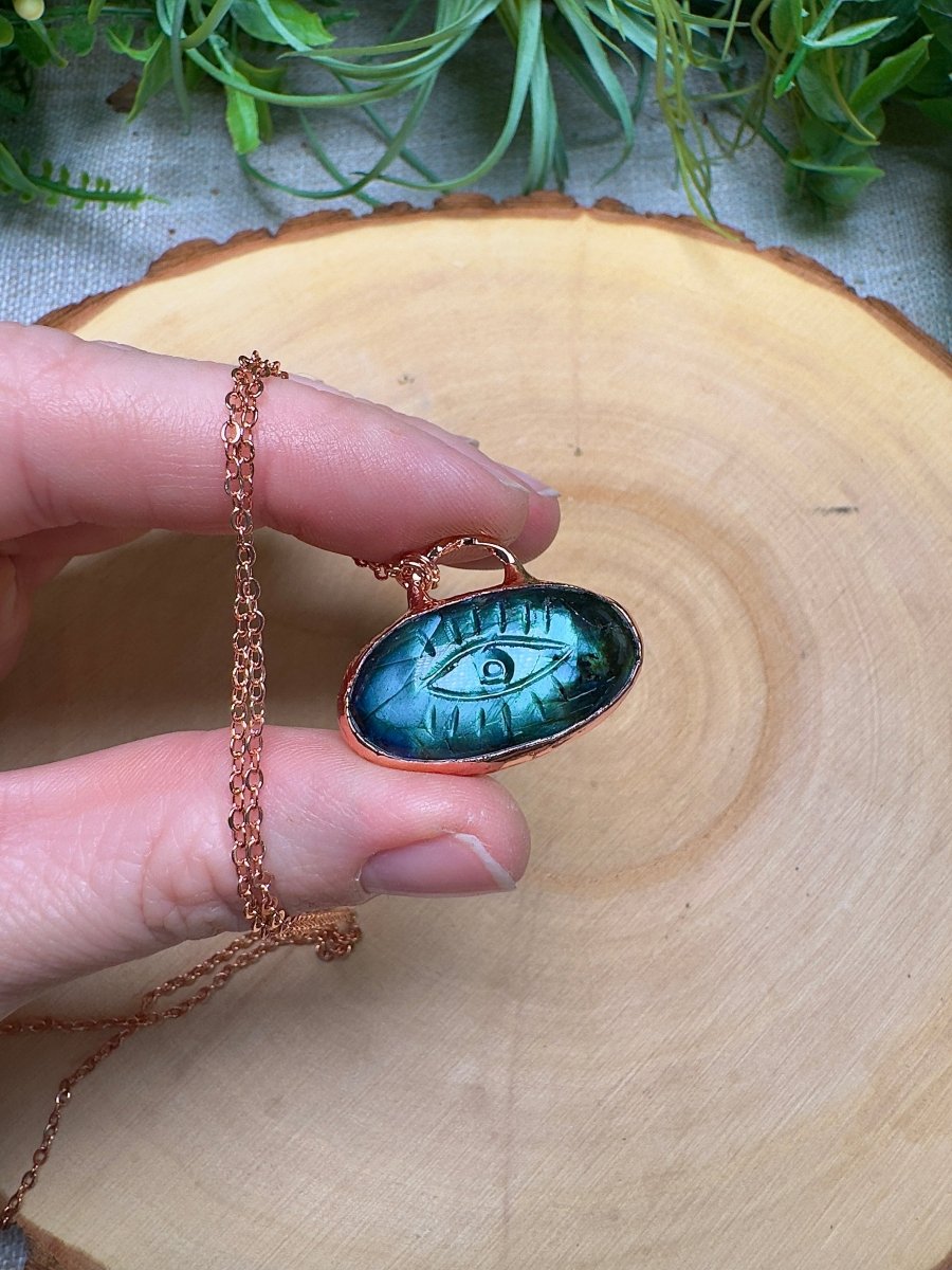 Labradorite Evil Eye Necklace | Copper Ashes