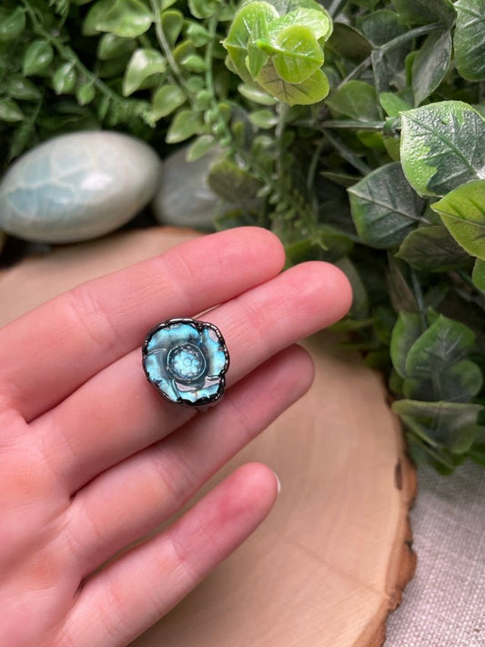Labradorite Flower Ring Size 5.25 | Copper Ashes