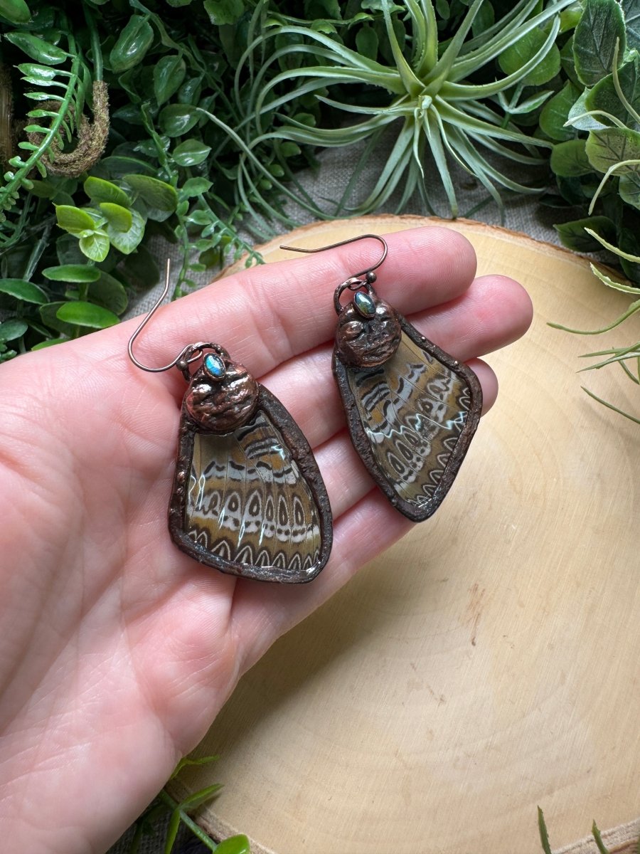 Labradorite Goddess Butterfly Wing Earrings | Copper Ashes
