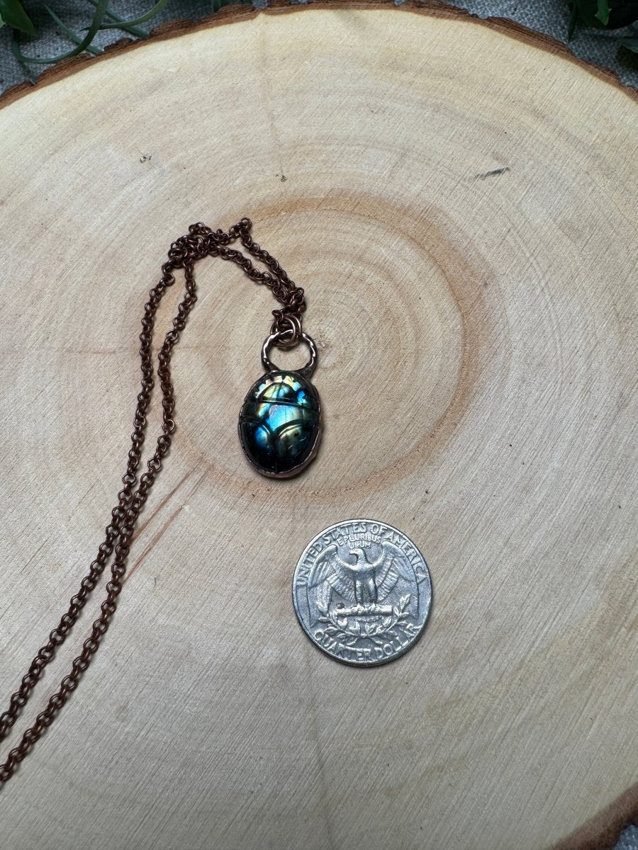 Labradorite Scarab Necklace | Copper Ashes