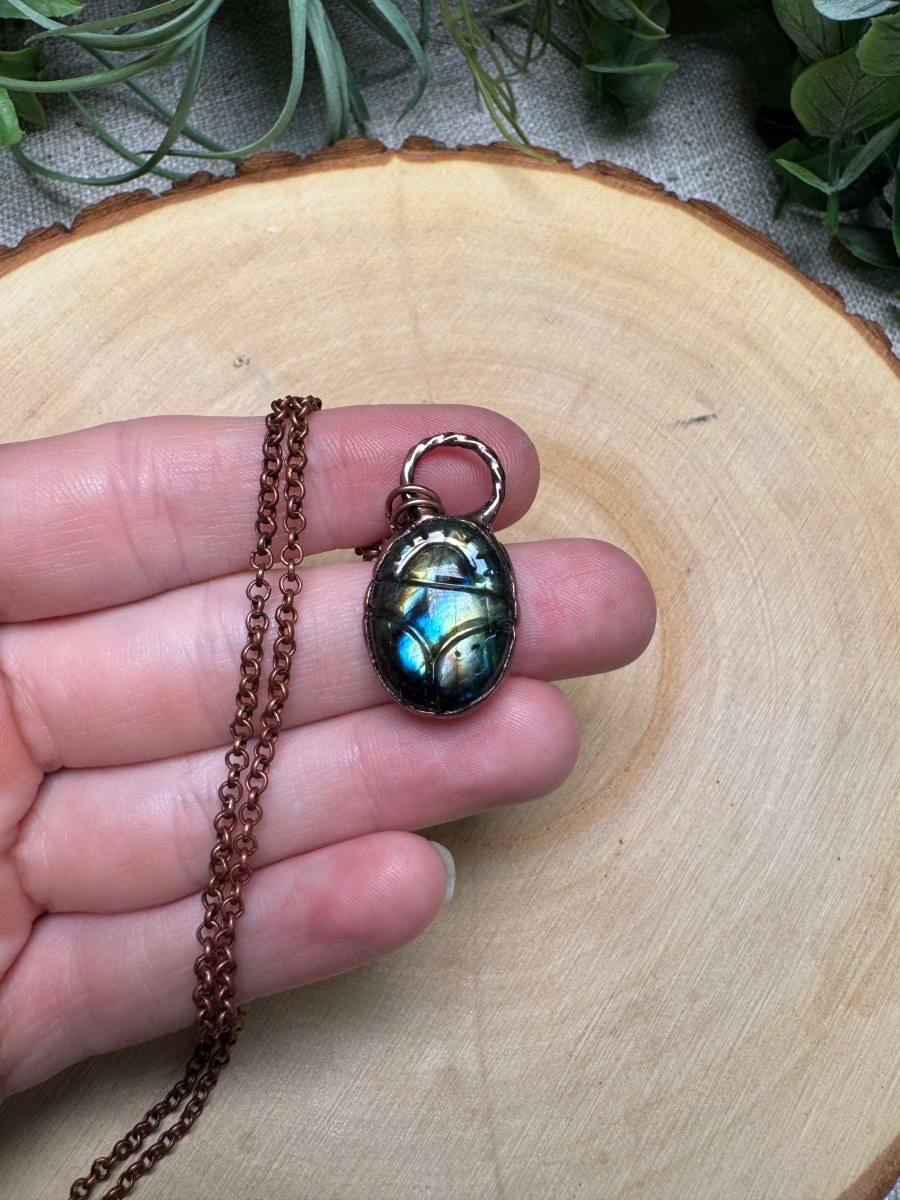 Labradorite Scarab Necklace | Copper Ashes