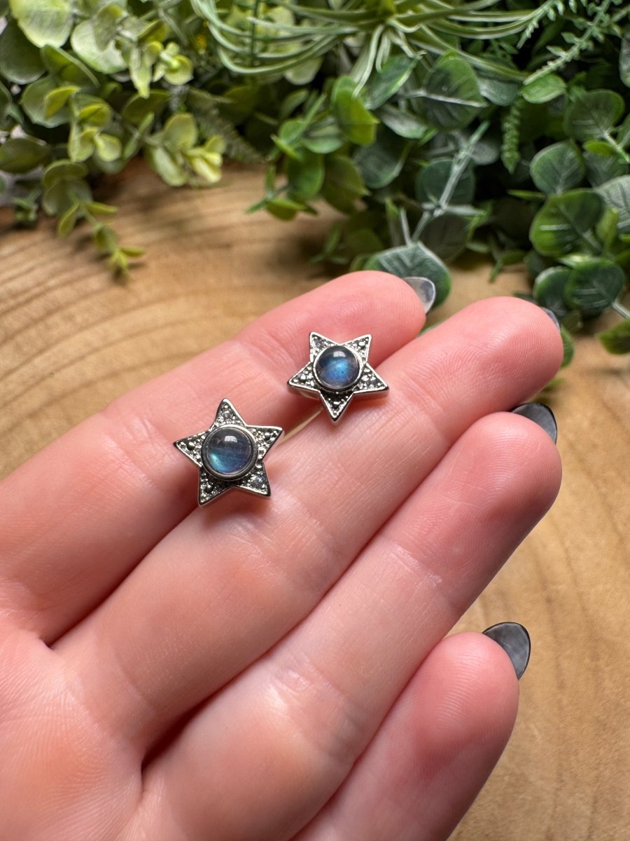 Labradorite Star Stud Earrings | Copper Ashes