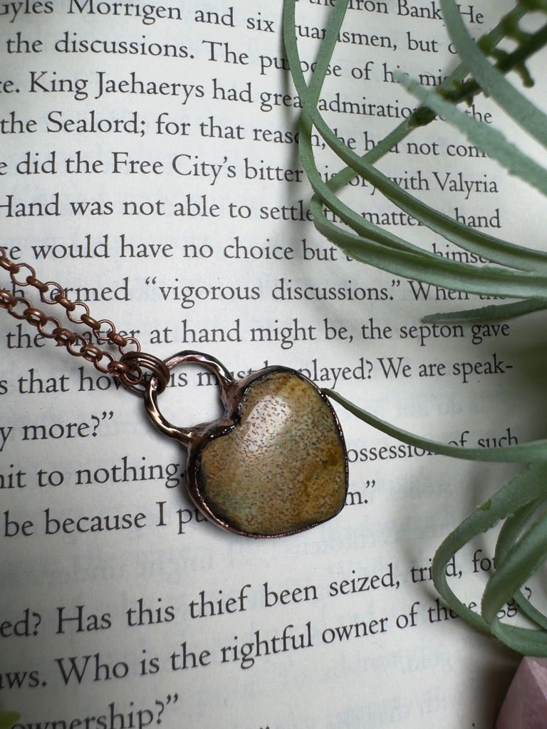 Landscape Jasper Heart Necklace | Copper Ashes