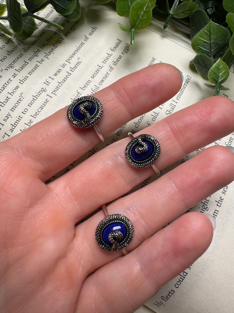 Lapis Snake Adjustable Ring | Copper Ashes